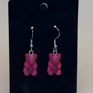 Pink Gummy Bear Dangle Earrings | Cute & Playful Jewelry